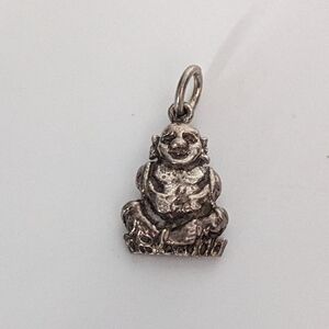 Vintage Sterling Silver Buddha Charm Spiritual Bracelet Pendant 1/2 Inch